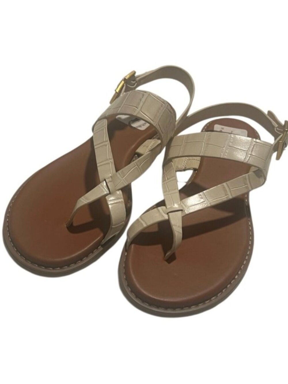 Franco Sarto Gabby Cream Open Round Toe Slingback Flat Sandals Size 9 New - Picture 2 of 10
